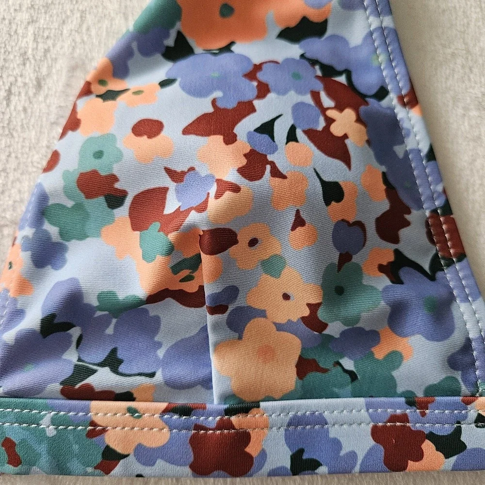 Lulus Bikini Set Womens S Blue Floral High Waisted Two Pcs Swimsuit Dobler Beach